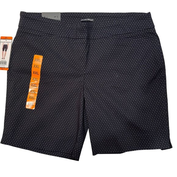 Hilary Radley Bermuda Shorts Womens XXL Navy/Off-White Stretch Preppy Beach NEW - Picture 1 of 13